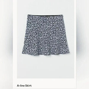 Vintage H&M A-line floral skirt, size 6, blues/white/greens